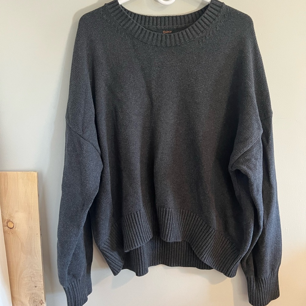 Quince Charcoal Gray Organic cotton boyfriend sweater